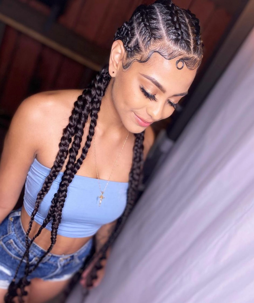 6 BRAIDS W HAIR ADDED