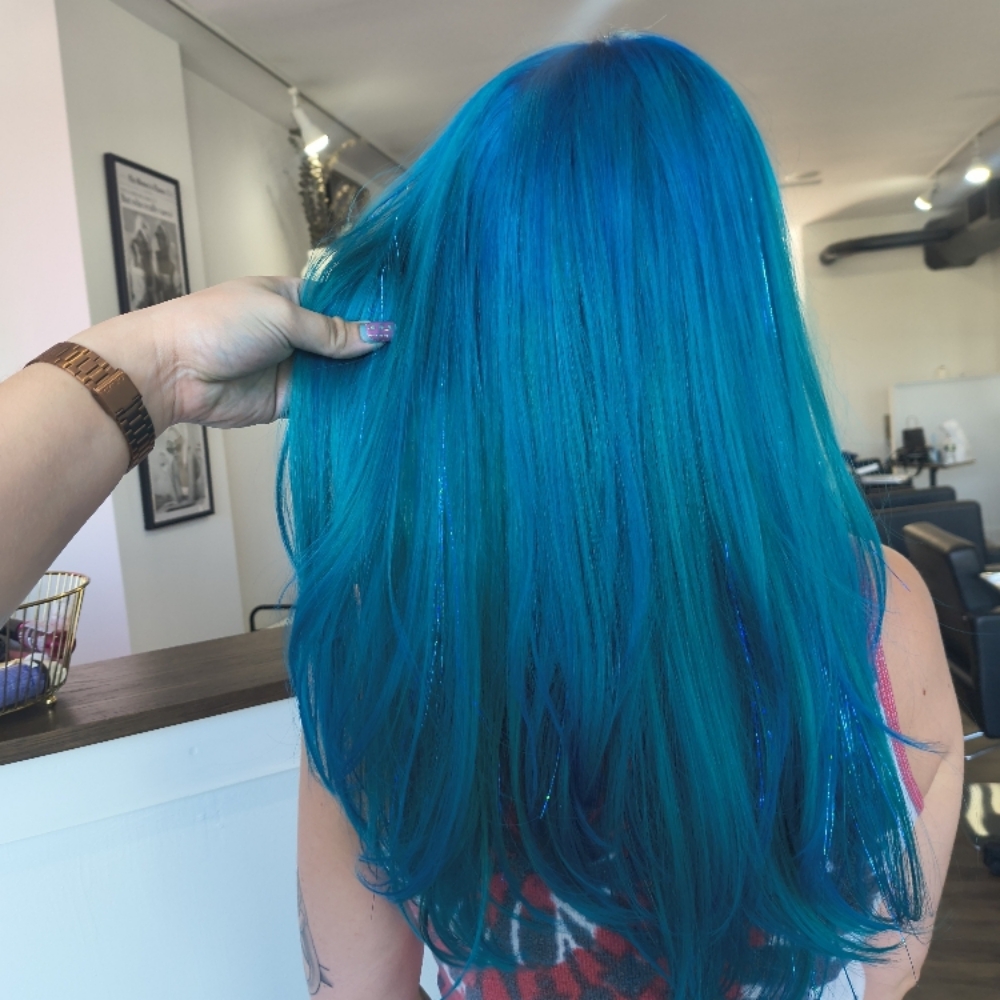 Tinsel Application at Disco Baby Hair in Fairfield, CT
