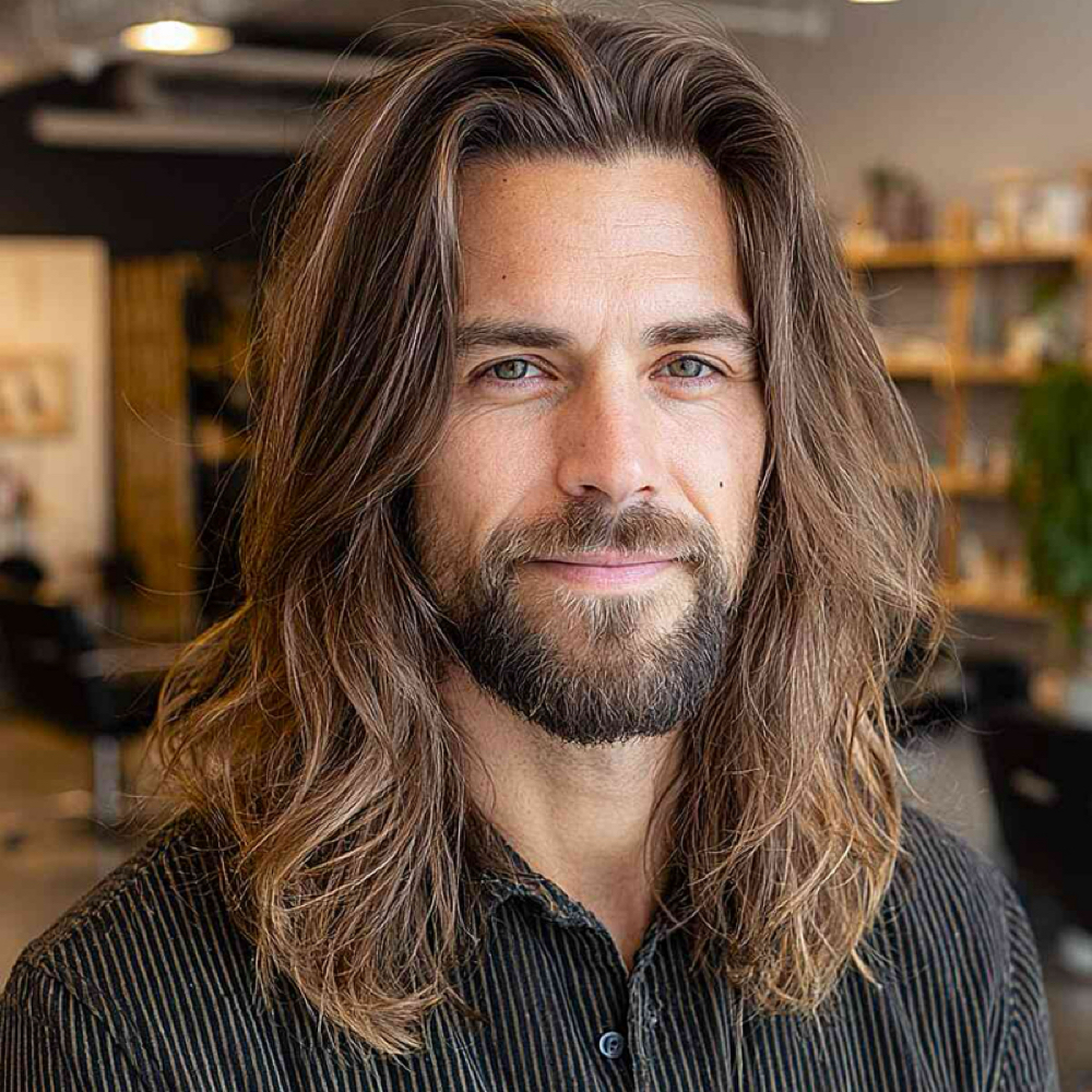 Barber: Long Men’s Haircut at Halo + Hive Salon in San Diego, CA