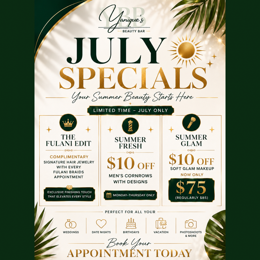 July Specials at Yanique's Beauty Bar in Everett, MA