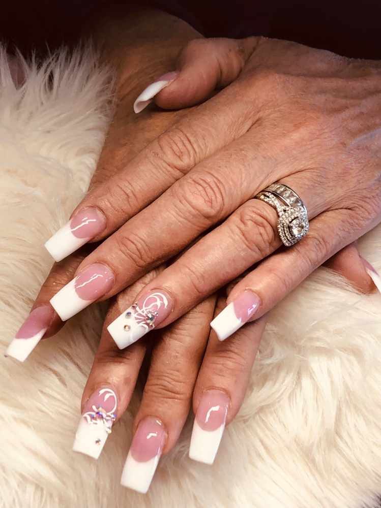 Back Fill - Pink And White / Short at White orchid nails in Bullhead City, AZ