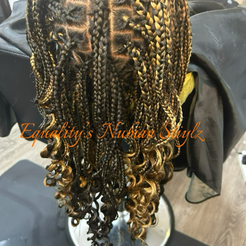 Calico Braids w/curls at Equality’s Nubian Stiylz in Hampton, VA