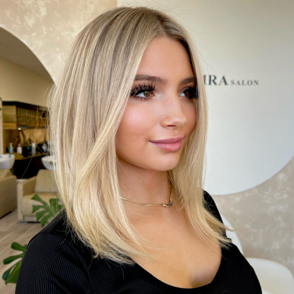 Partial Foil + Gloss + Cut + Blow D at Zemra Salon in Westborough, MA