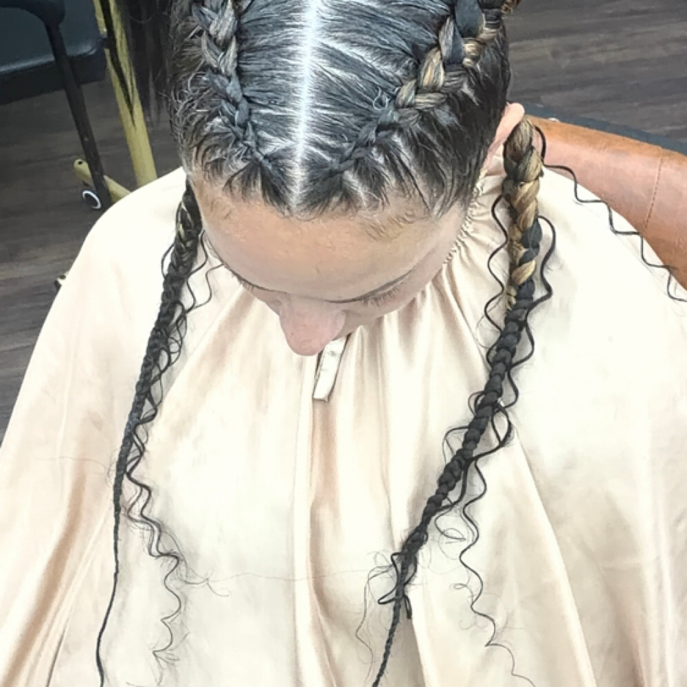 Feed In Braids with Boho Curls at The Refined Style Co in New Britain, CT