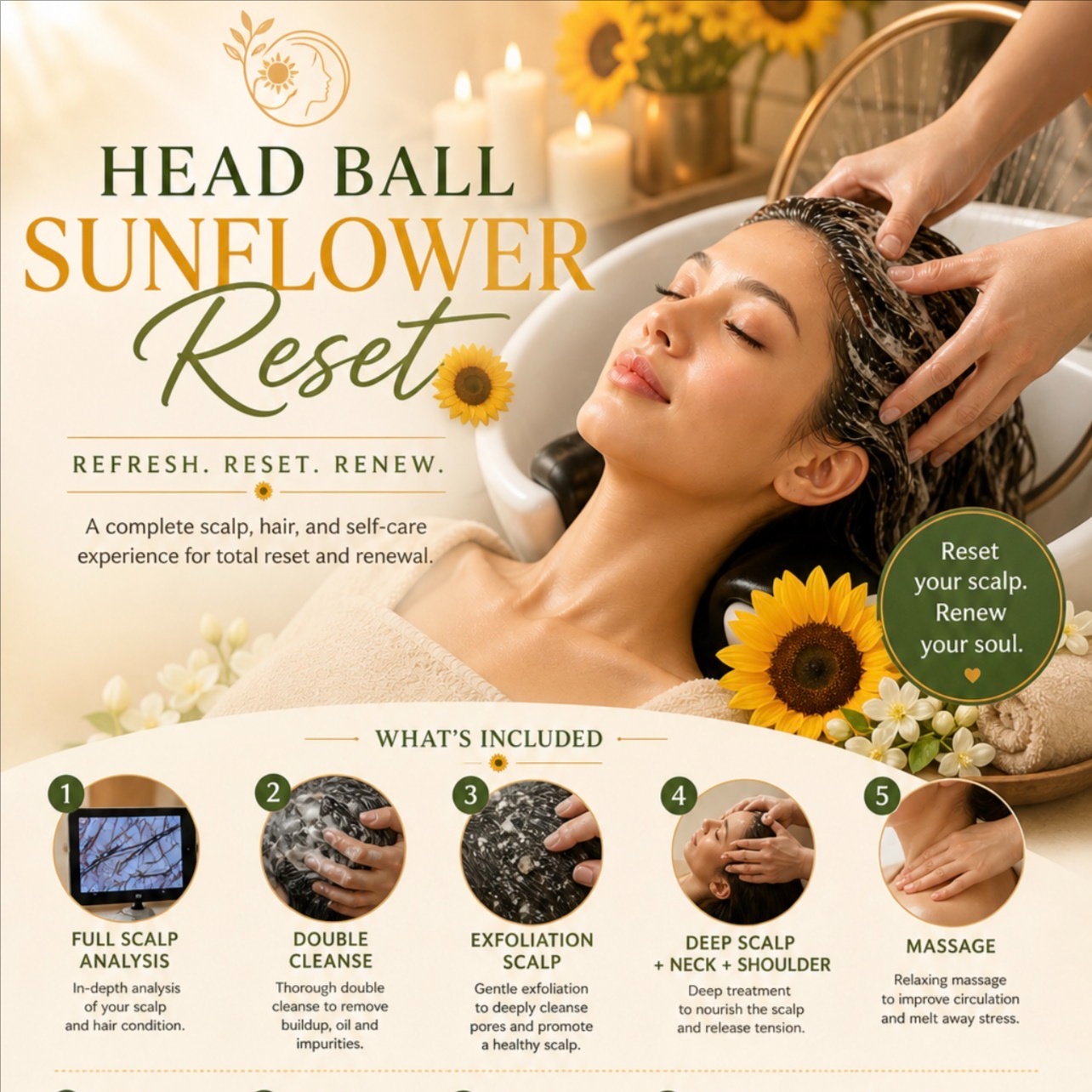 Sunflower Reset | Head Spa | at Cataleya's Nail Salon and Boutique in Phoenix, AZ