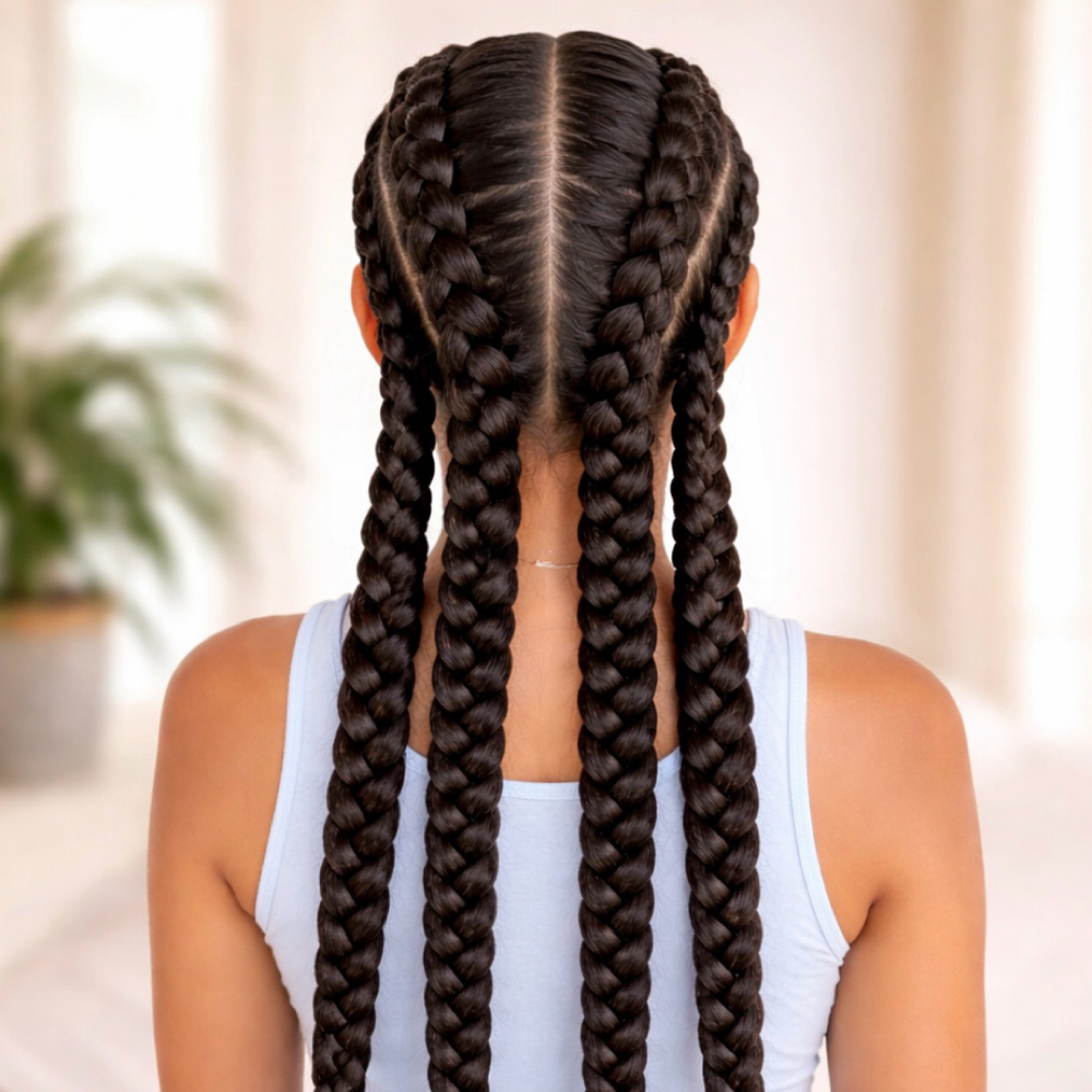 4 Jumbo Cornrows at G'Nels  Braids Studio in LYNNWOOD, WA