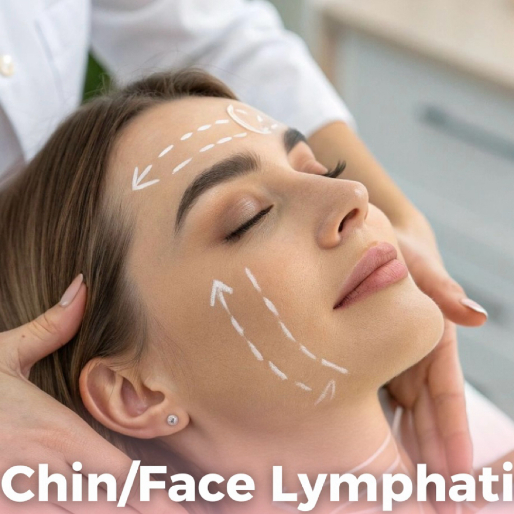 Face/chin manual lymphatic drainage at Lymphatic Post-Op Spa in San Diego, CA
