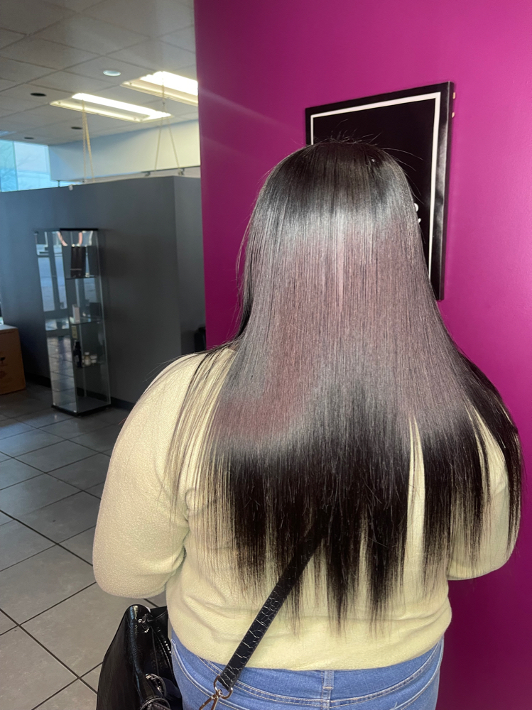 Silk Press With Clip Ins