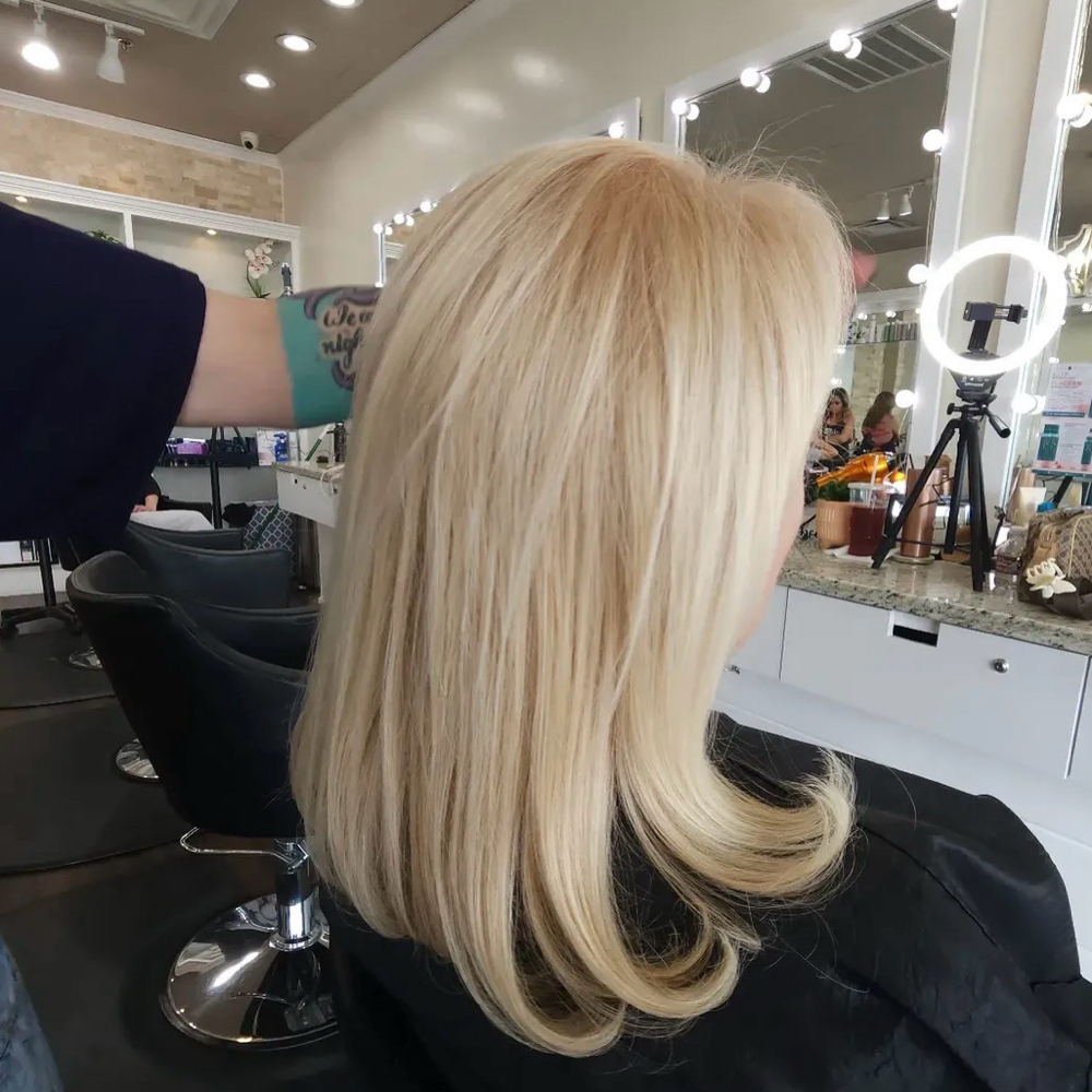 Bleach & tone Roots at Creative Chemistry Salon in Katy, TX