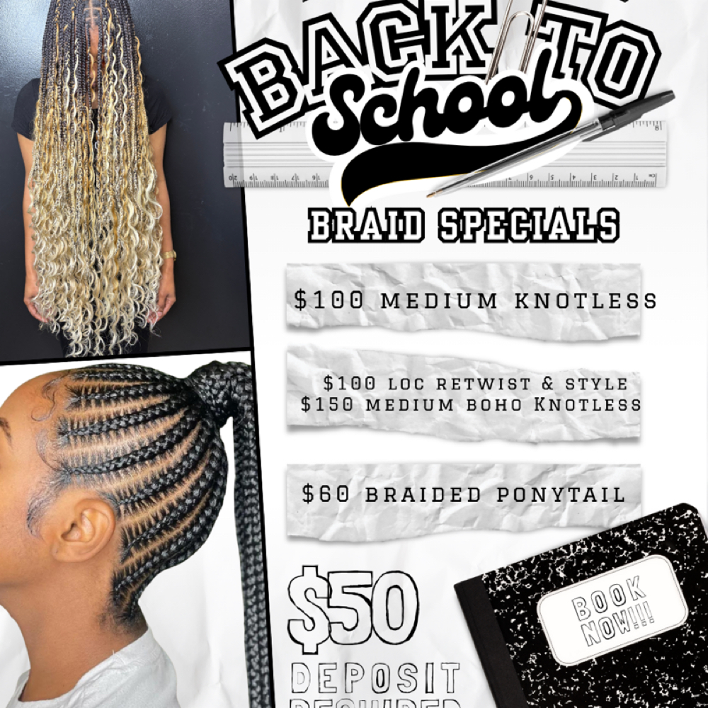 $150 MEDIUM BOHO KNOTLESS BRAIDS at House Of AKIA LLC in Lithonia, GA