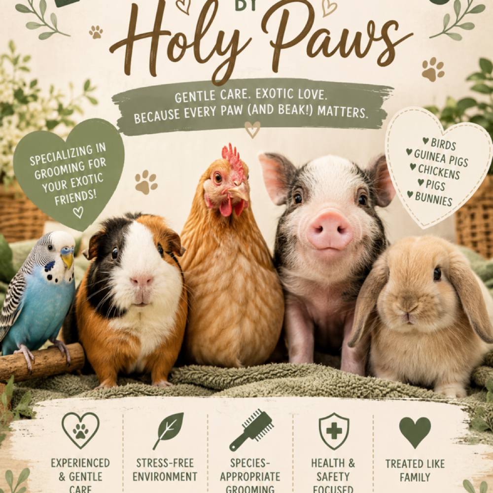Exotic pets 😊 at Holypawzgrooming in Highland, CA