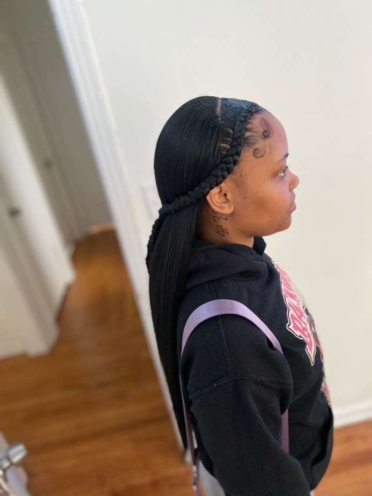 2 Braids with quickweave straight at BraidsByJinece in Wichita, KS