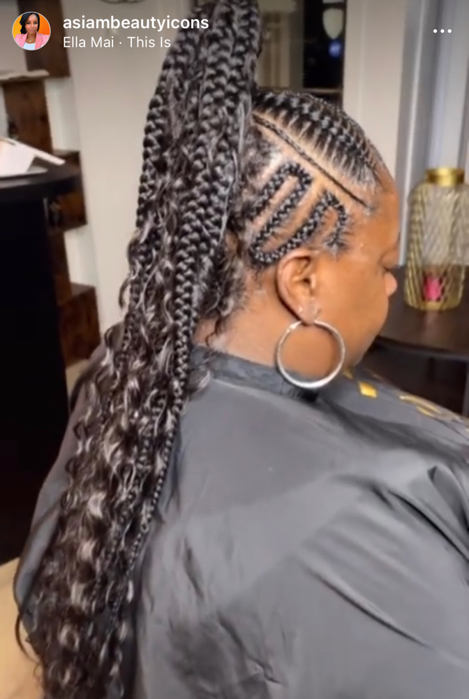 Braided Ponytail: 6-8 Braids