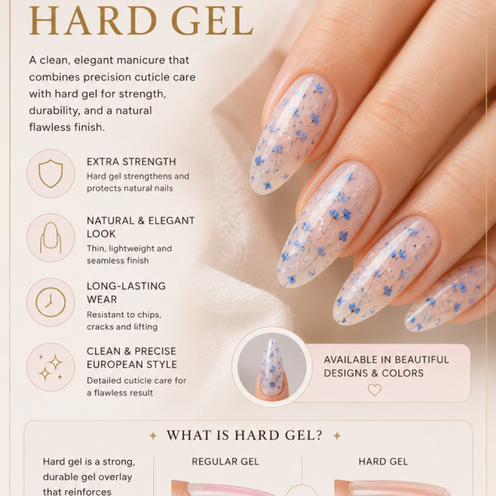 European Style Manicure with Hard G at HIKARA beauty studio in Gaithersburg, MD