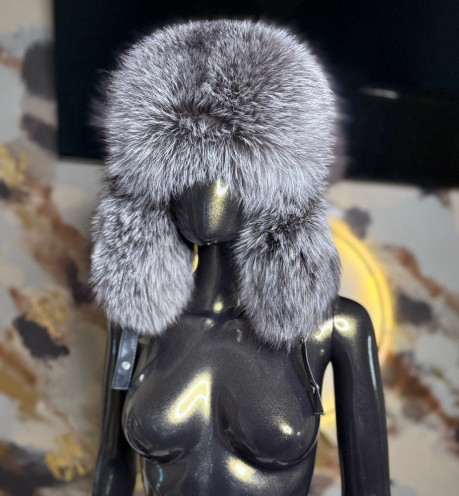 Grey & Brown Fur Hat