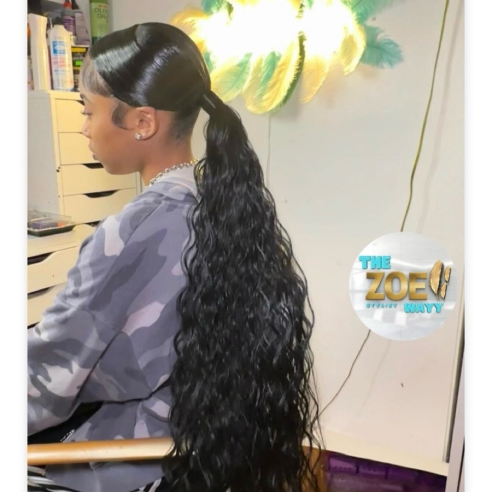 Middle-Part Extended Ponytail at THEZOEWAYY in Park Forest, IL