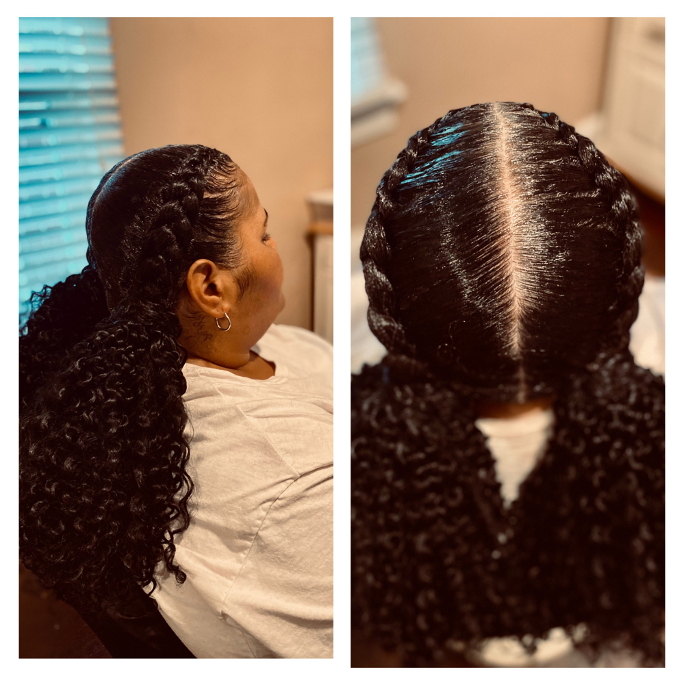 Two Feedin braids & curly Extention
