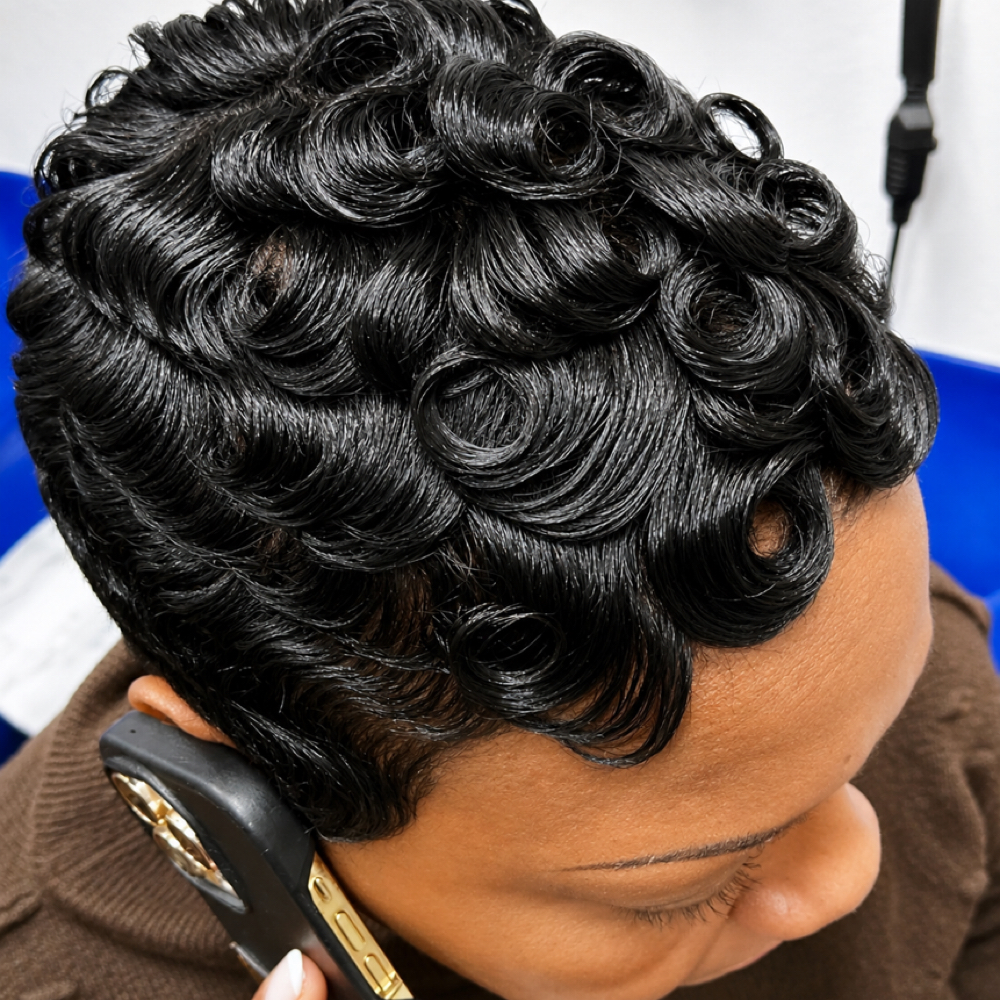 Shamoo/conditioner/ Curl Pixie Cut at Rhonda's Diamond Dust Beauty Lounge in Temecula, CA