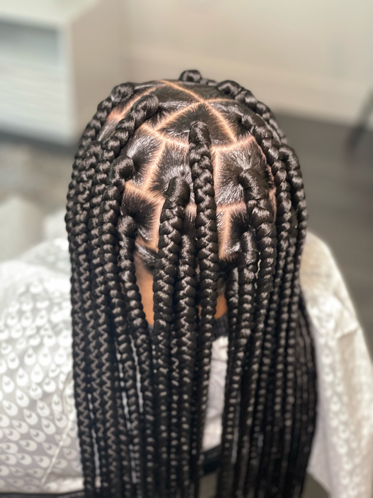 Large Classic Box Braids Mid Back