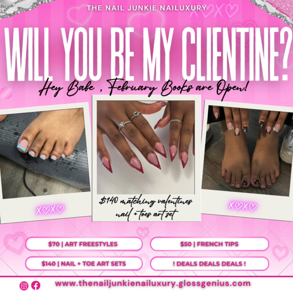 ❣️ VDay $140 Nail + Toe Deal ❣️ at The Nail Junkie Nailuxury in Cincinnati, OH