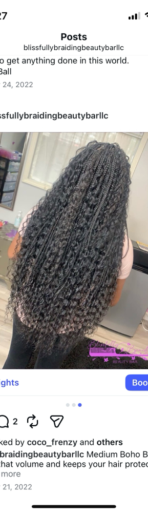 Smedium Box Braids at Blissfully Braiding Beauty Bar in Overland Park, KS