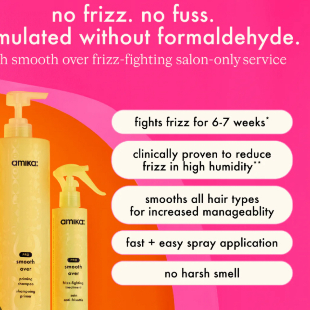 Amika Frizz treatment at Manetained Hair and Extension Studio in Mt . Sinai NY, NY