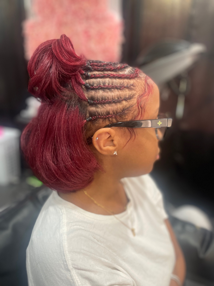Silk Press + Freestyle Cornrows