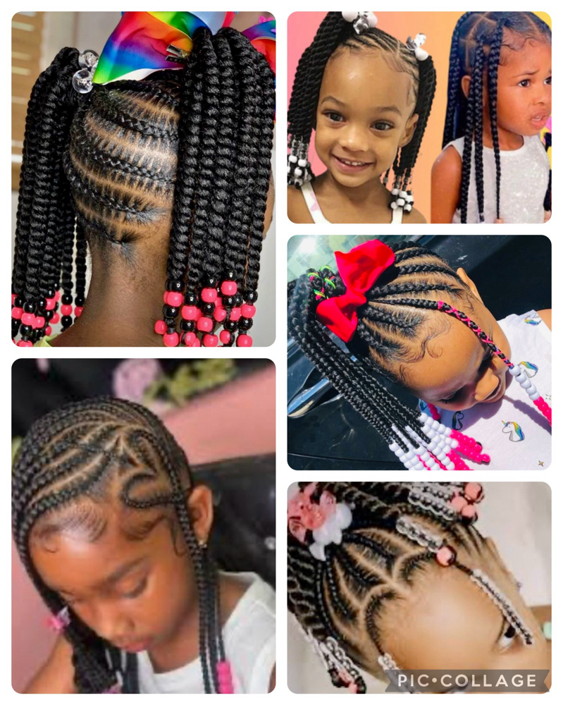 Kid Braids (10 Cornrows)w/beads