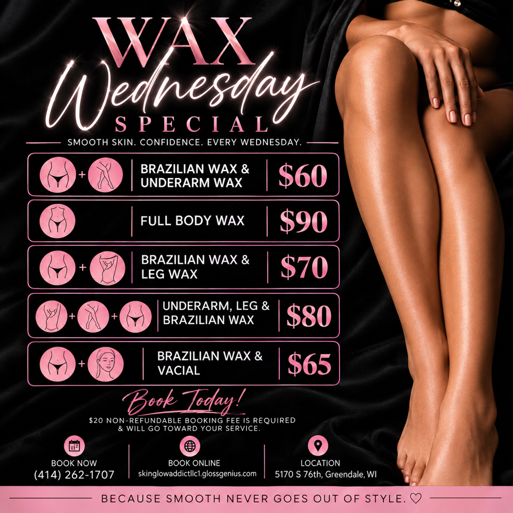 On Wednesday’s We Wax! ✨ at SkinGlowAddictllc in Greendale, WI
