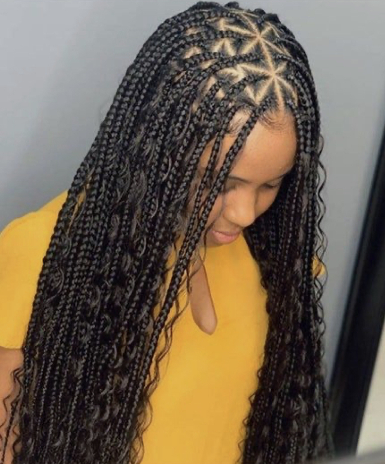 M/ Boho Knotless Braids  Human Hair