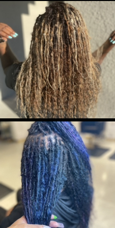 Loc extensions allover hair color