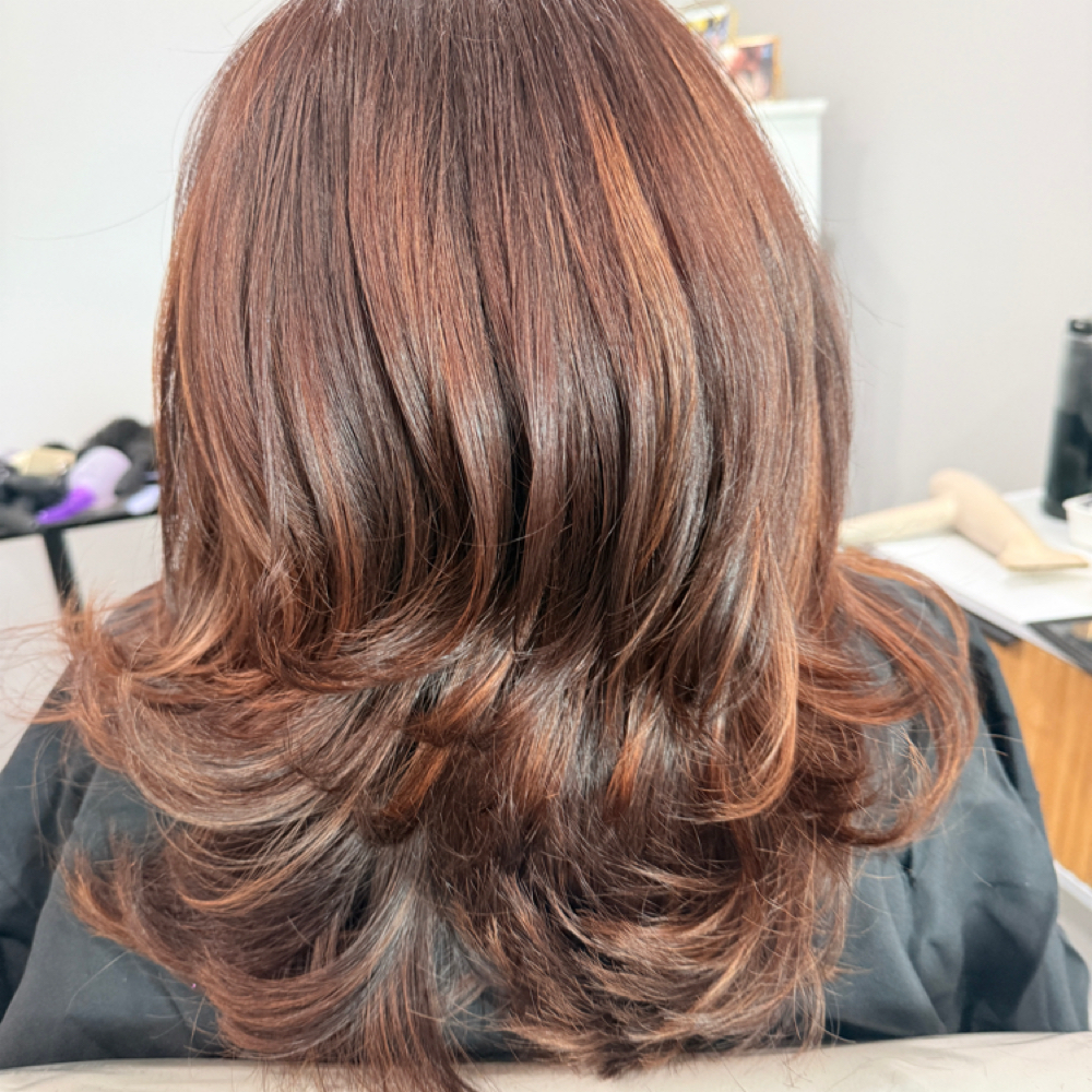 Single process color/  low lights at Studio A Hair Salon in Philadelphia, PA