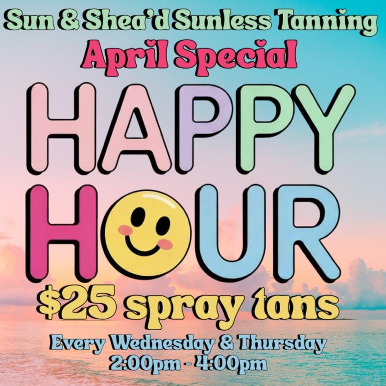 Happy Hour Tan at Sun & Shea'd Sunless Tanning in Paris, TN