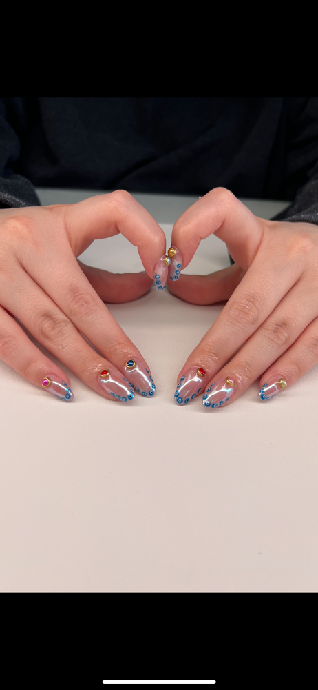 Dip On Natural Nails With Design