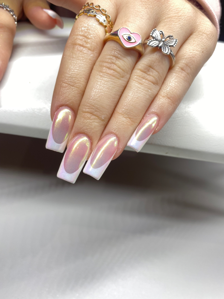 French And Chrome Nail Set