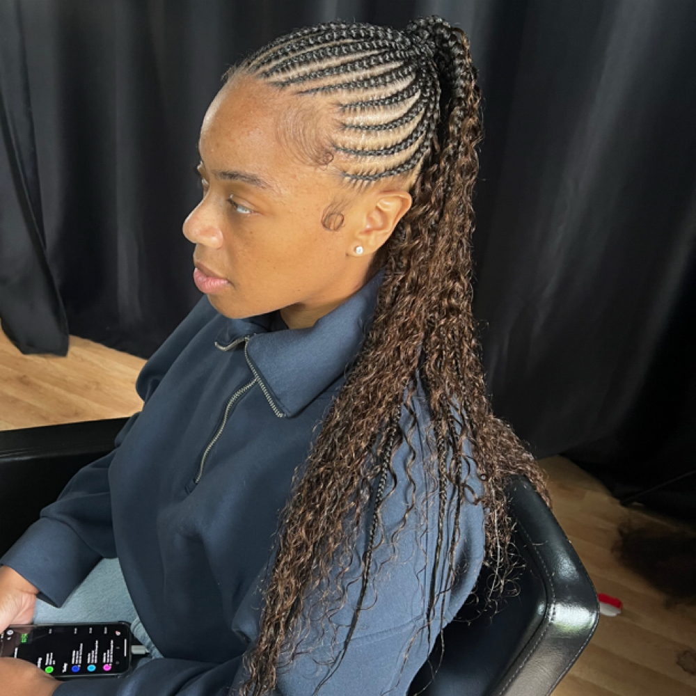 Half Feed In Half Knotless (small) at Precise Braids in Kenosha, WI