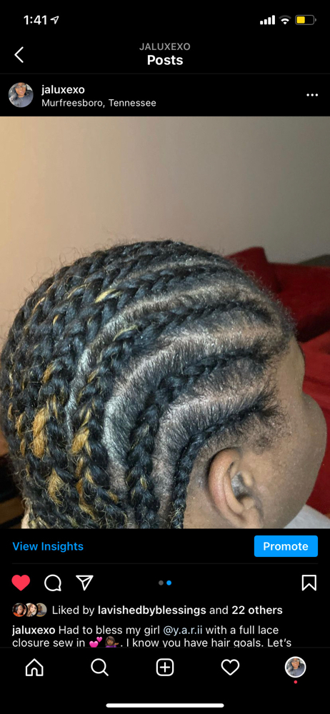 Braid Down (6–10 Cornrows) at HAUS OF JAYLA in Murfreesboro, TN