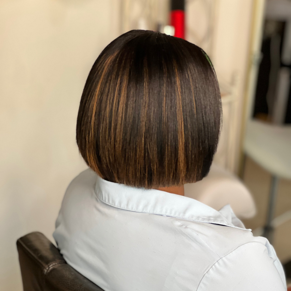 Silk press with Bob cut at Keona styles in Bayonne, NJ