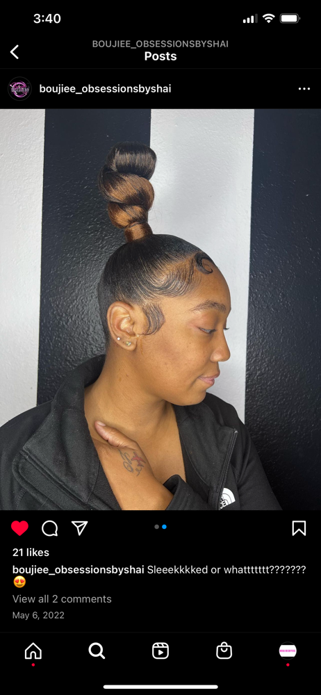 Sleek ponytail(With Flat iron)