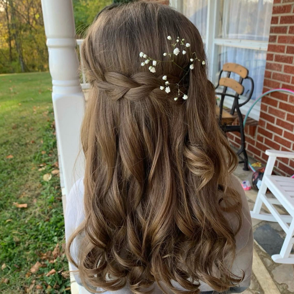 Curls Down Hairstyle /Halfup at Courtney Ward @ Pretty Poison Beauty Parlor in Johnson City, TN
