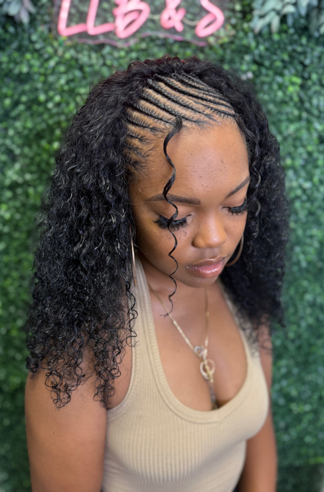 Sm. Stitch Braids/ Half Wig