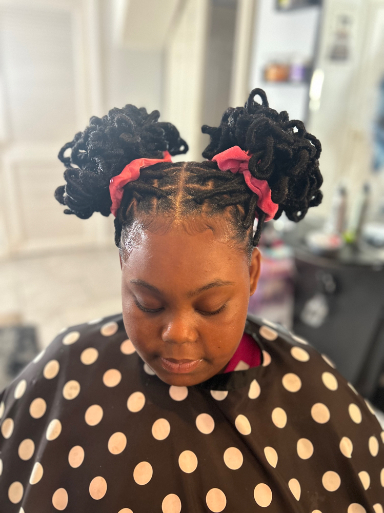 Kids Soft Locs With Petal Buns