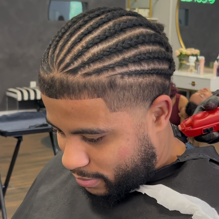 Natural braided style at Abundance Beauty Bar in Houston, TX