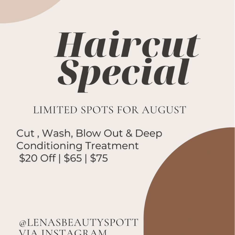 August Special $20 Off Haircuts at lenasbeautyspott in Escondido, CA