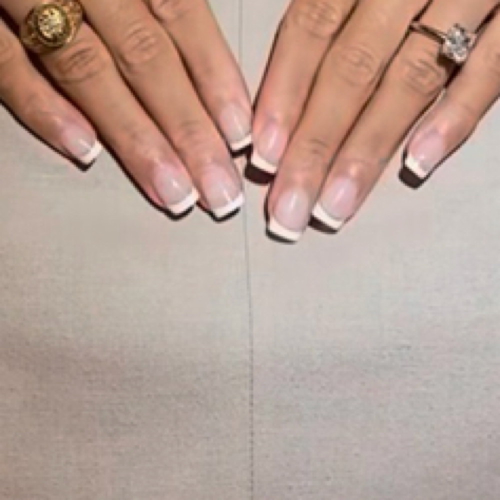 Old School French Tip at Custom_nails.juju in Houston, TX