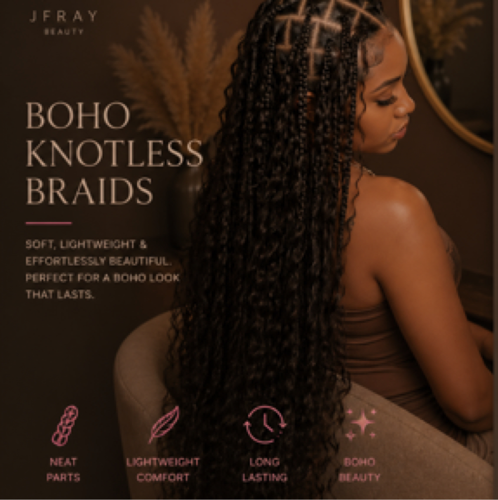 Boho Knotless braids Medium at Jfray Hair Studio in Pantego, TX