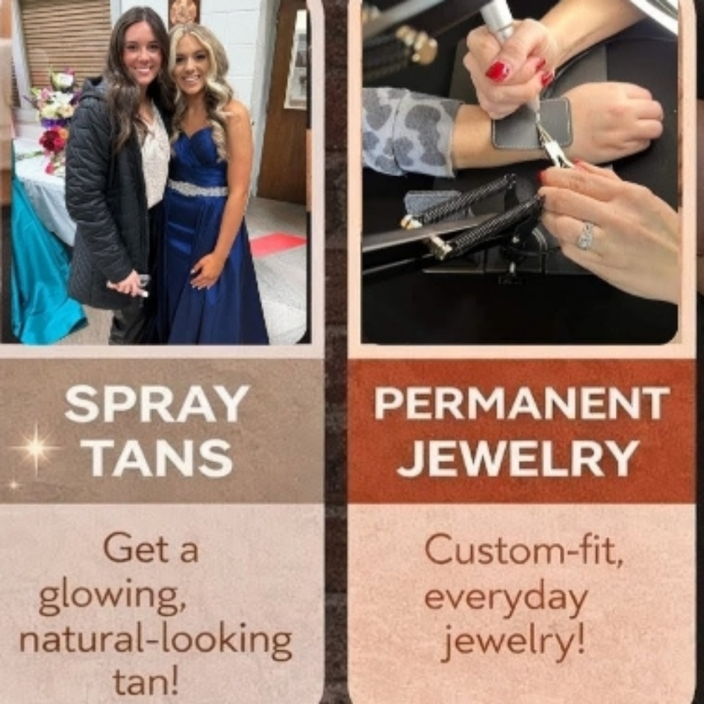Spray tan + Permanent Bracelet at Madi G's Head Spa. Spray Tan. Permanent Jewelry. in Oneonta, AL
