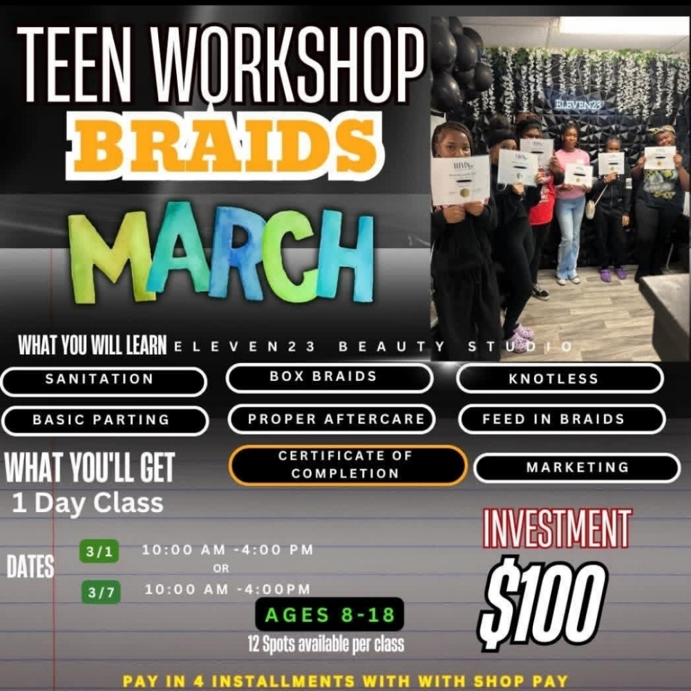 Teen Braiding Class at Kiantre Woods in Boardman, OH