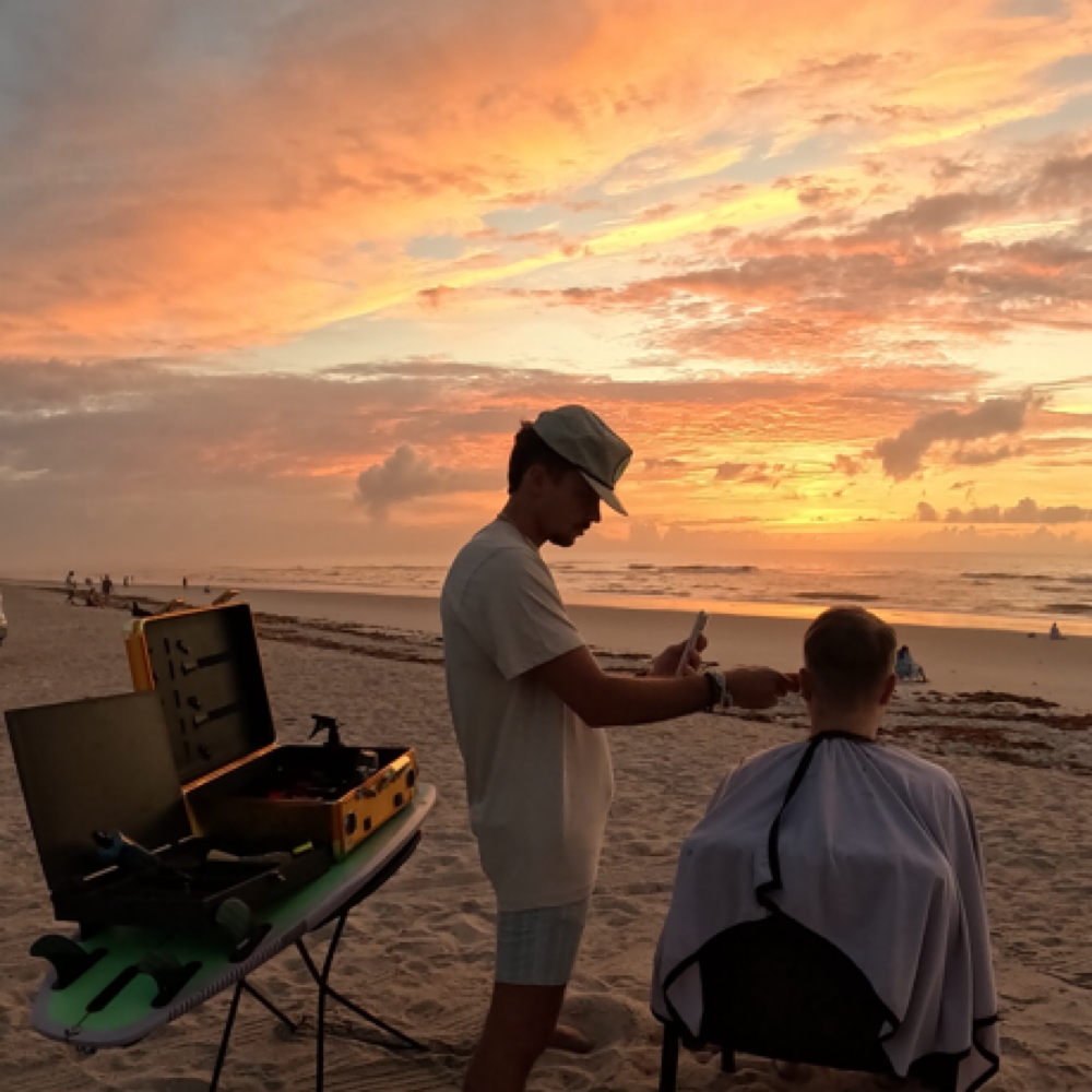 Sunrise Haircut On The Beach at WavyBlendzBarbering in Fernandina Beach, FL