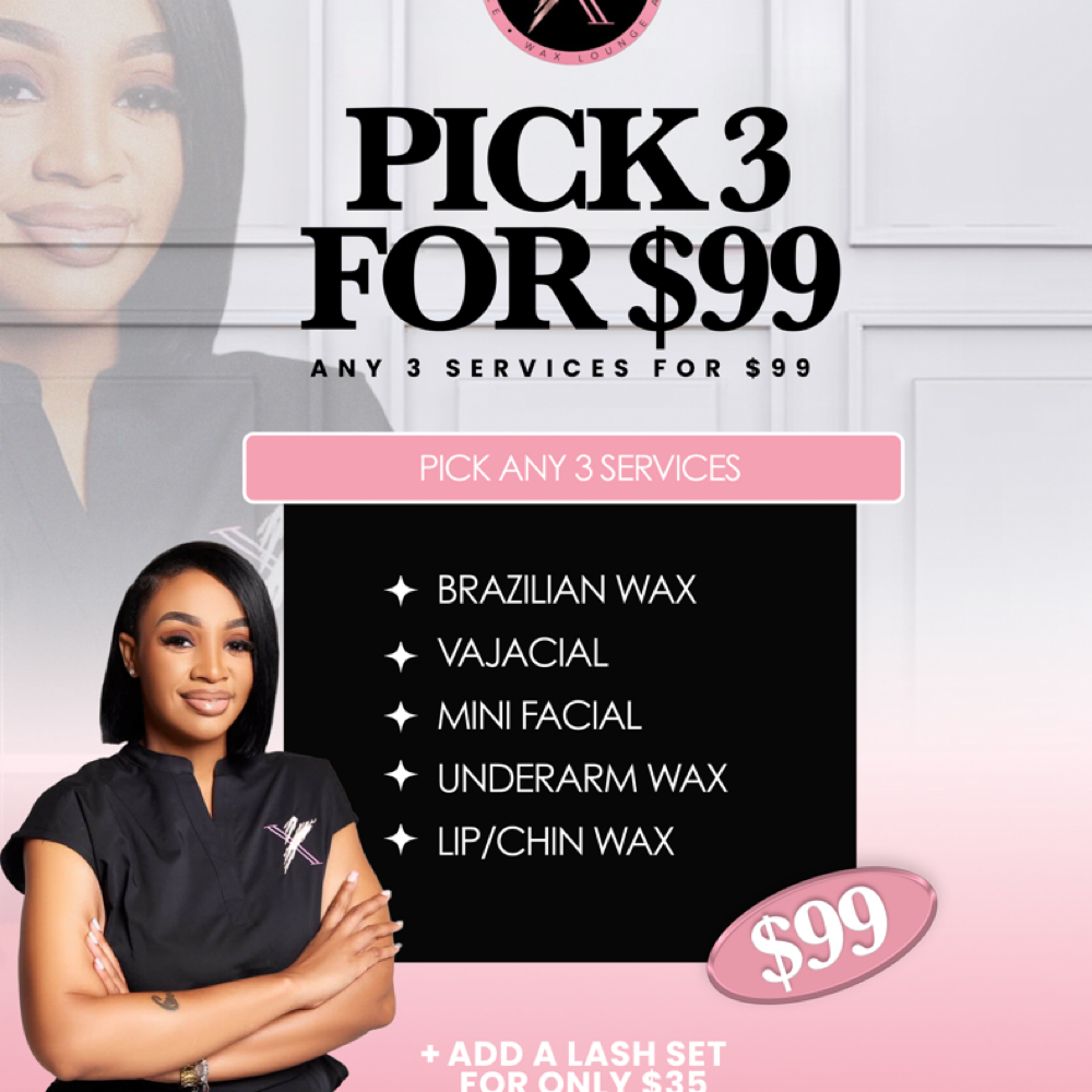 Pick Any 3 W/ Lashes at The Xperience Wax Lounge in Baton Rouge, LA